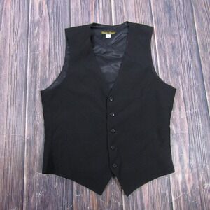 Henry Segal Vest Mens S Black 5-Button Polyester Suit Waistcoat Formal Dress